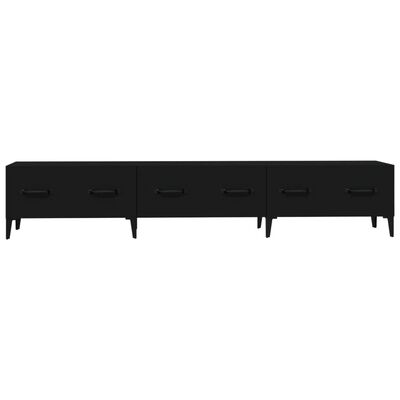 VidaXL Meuble TV Noir Chêne 180x31,5x40 Cm Bois D'Ingénierie - 4 Portes Rangement Moderne