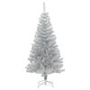 vidaXL Sapin de No&euml;l artificiel avec support argent&eacute; 120 cm PET