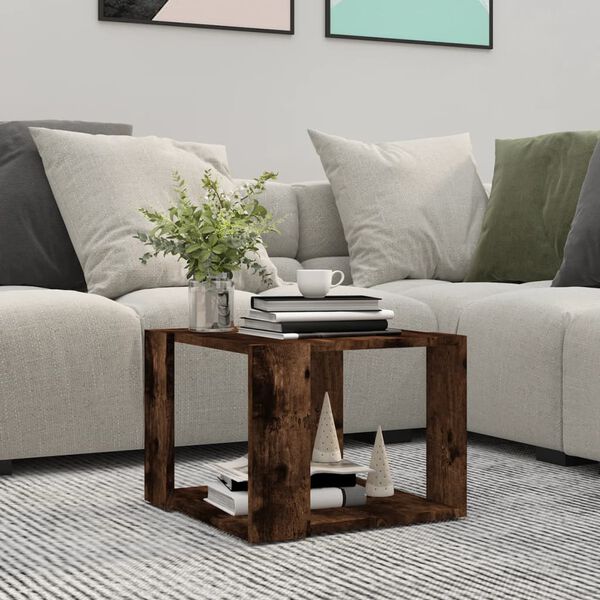 vidaXL Table basse Ch&ecirc;ne fum&eacute; 40x40x30 cm Bois d'ing&eacute;nierie