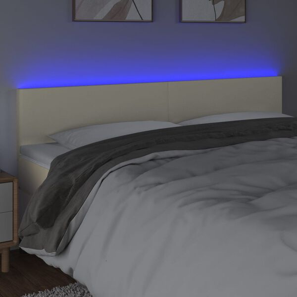vidaXL T&ecirc;te de lit &agrave; LED Cr&egrave;me 180x5x78/88 cm Similicuir