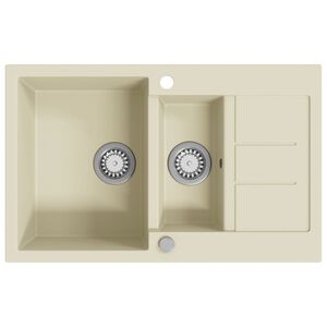 vidaXL &Eacute;vier de cuisine Granit Double lavabo Beige