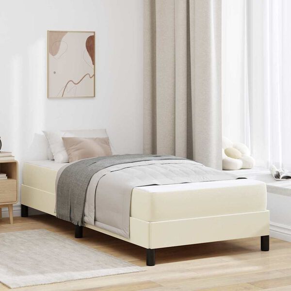 vidaXL Cadre de lit avec matelas Cr&egrave;me 90 x 200 cm tissu
