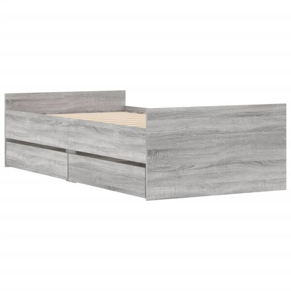 vidaXL Cadre de lit avec tiroirs sans matelas sonoma gris 90x200 cm