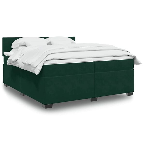 vidaXL Sommier &agrave; lattes de lit et matelas Vert fonc&eacute; 200x200cm Velours