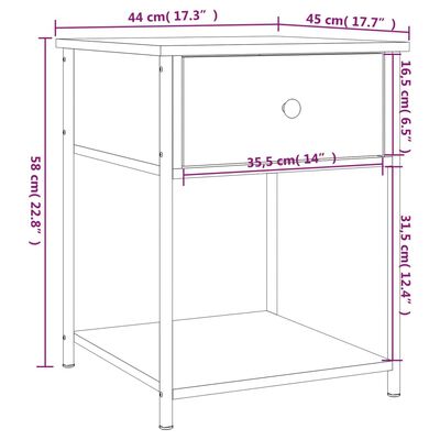 vidaXL Tables de chevet 2 pcs chêne marron 44x45x58 cm bois ingénierie