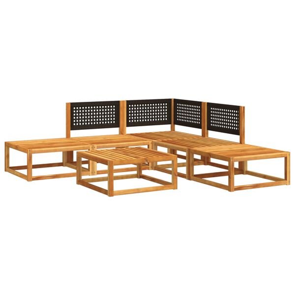vidaXL Ensemble de canapés de jardin 6 pièces avec coussins en bois d'acacia et rotin