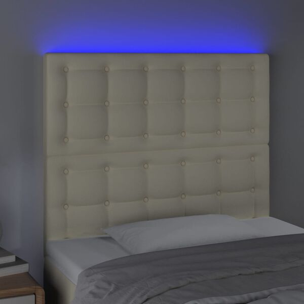 vidaXL T&ecirc;te de lit &agrave; LED Cr&egrave;me 80x5x118/128 cm Similicuir