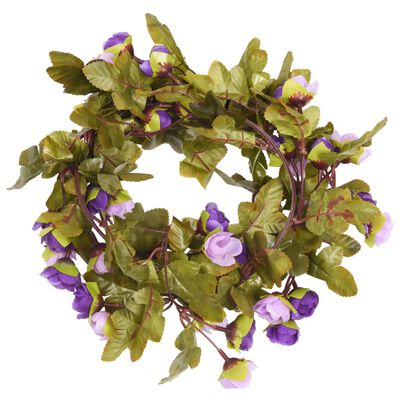 vidaXL Guirlandes de fleurs artificielles 6 pcs violet clair 215 cm