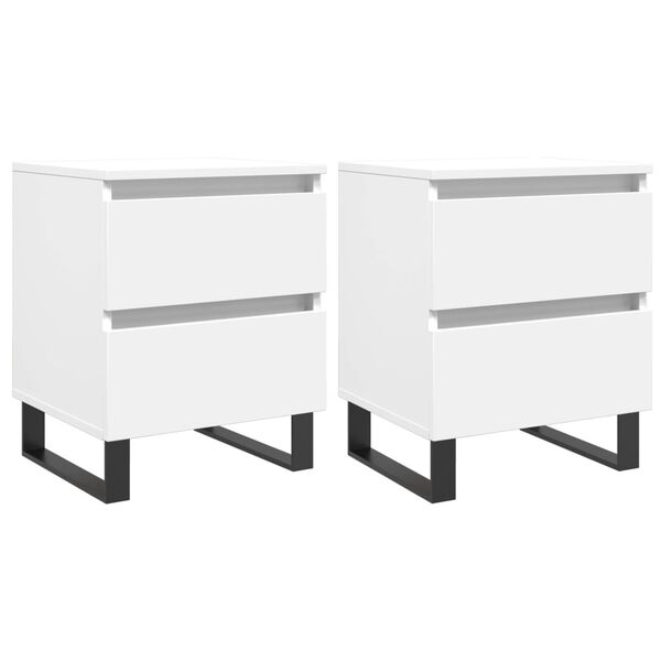 vidaXL Tables de chevet 2 pcs blanc 40x35x50 cm bois d&rsquo;ing&eacute;nierie