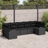 vidaXL Ensemble de canap&eacute; de jardin avec coussin 7 pcs Noir polyrotin