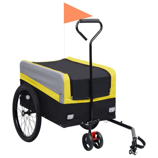 vidaXL Remorque de vélo pour chiens XXL 2 en 1 chariot Jaune gris noir