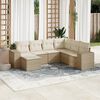 vidaXL Salon de jardin avec coussins 7 pcs beige r&eacute;sine tress&eacute;e