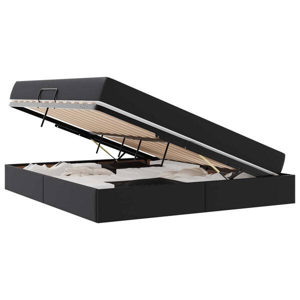 vidaXL Lit avec rangement et matelas avec matelas Noir 180 x 200 cm