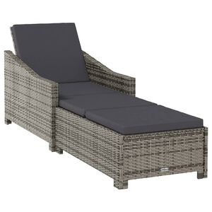 vidaXL Chaise longue avec coussin gris fonc&eacute; R&eacute;sine tress&eacute;e Gris
