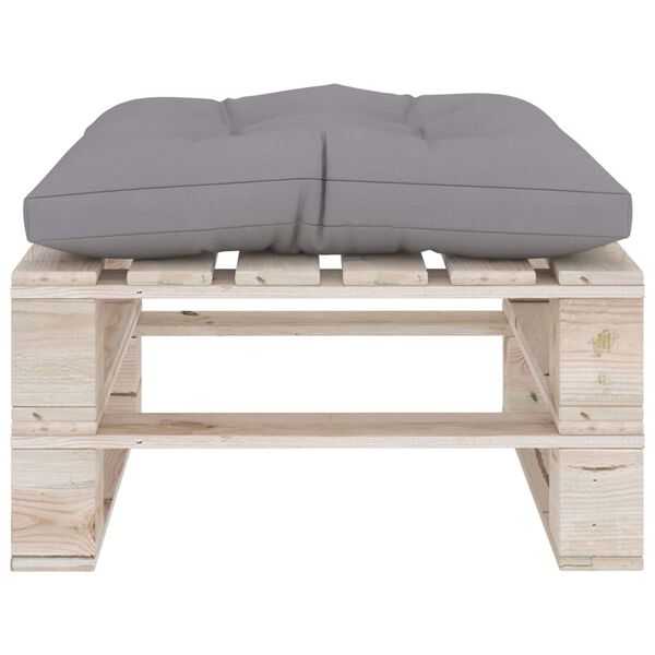 vidaXL Repose-pied palette de jardin avec coussin gris bois de pin