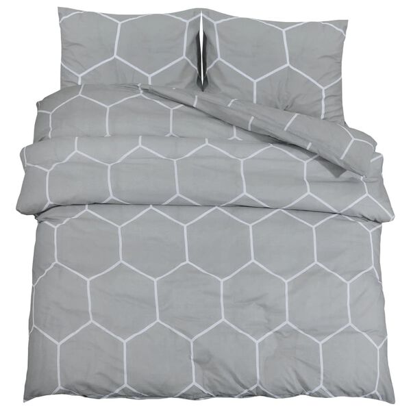 vidaXL Ensemble de housse de couette Gris 260x240 cm Coton