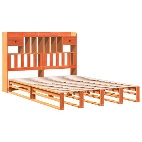 vidaXL Lit biblioth&egrave;que sans matelas cire marron 160x200 cm pin massif