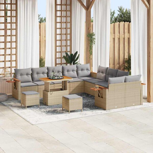 vidaXL Ensemble de canap&eacute; de jardin 13 pcs Beige et Gris clair