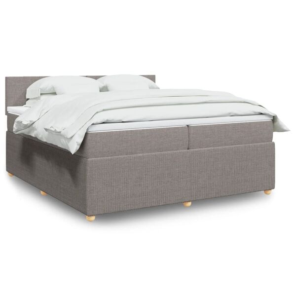 vidaXL Sommier &agrave; lattes de lit avec matelas Taupe 200x200 cm Tissu