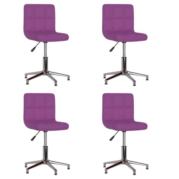 vidaXL Chaises pivotantes &agrave; manger lot de 4 violet similicuir