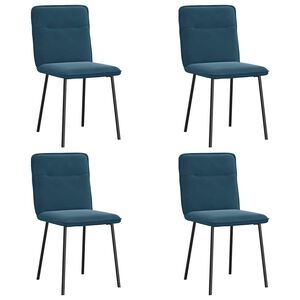 vidaXL Chaises &agrave; manger lot de 4 Bleu Velours
