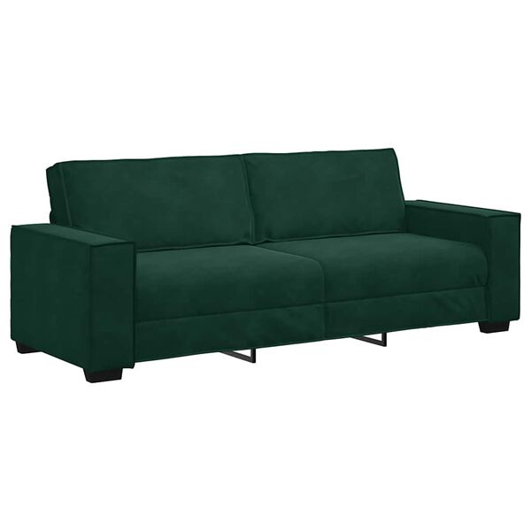 vidaXL Canap&eacute; &agrave; 3 places Vert fonc&eacute; 220x78x84 cm Velours