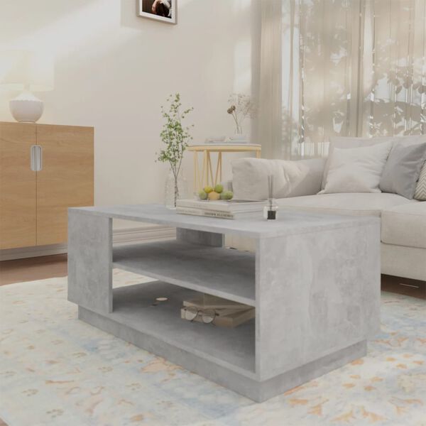 vidaXL Table basse gris béton 102x55x43 cm bois d'ingénierie