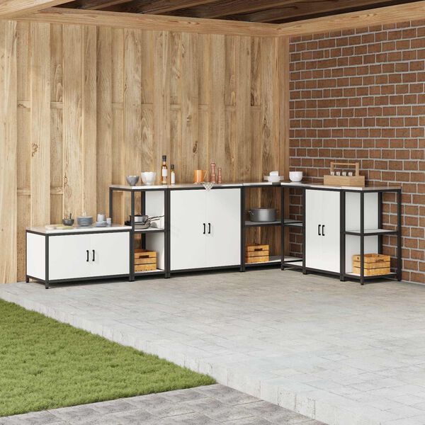 vidaXL Rangement de cuisine avec &eacute;tag&egrave;re Blanc 60 x 50 x 92 cm Acier