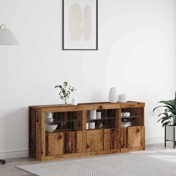 vidaXL Buffet LED Bois ancien 162 x 37 x 67 cm Bois d'ing&eacute;nierie