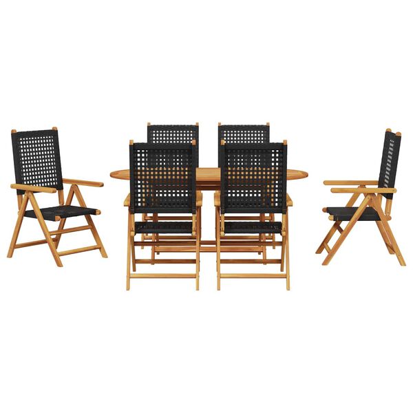 vidaXL Ensemble de salle &agrave; manger pour jardin 7 pcs Noir