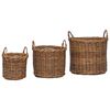 vidaXL Panier &agrave; plantes avec stockage 3 pcs Marron Rattan Kubu