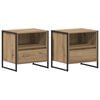 vidaXL Table de chevet 2 pc Ch&ecirc;ne artisanal 50 x 39,5 x 50 cm