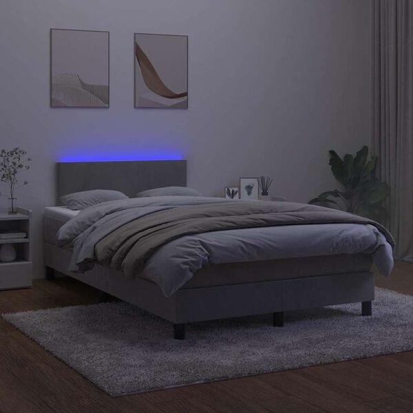 vidaXL Sommier &agrave; lattes de lit avec matelas LED gris clair 120x190 cm