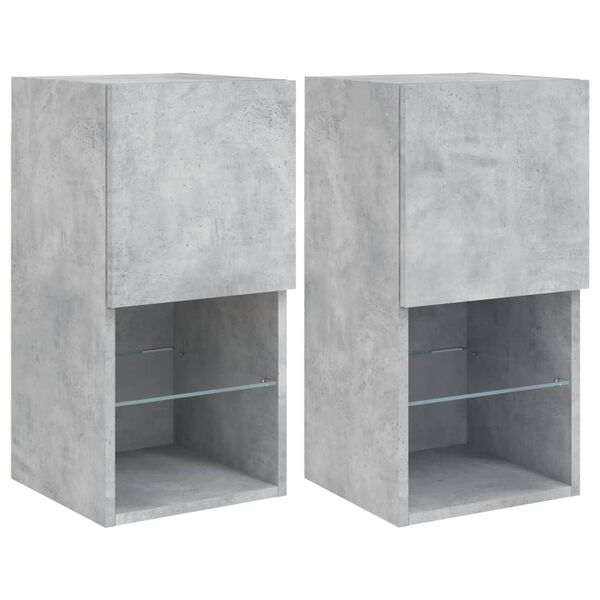 vidaXL Meubles TV avec lumi&egrave;res LED 2 pcs gris b&eacute;ton 30,5x30x60 cm