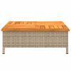 vidaXL Table de jardin beige 70x70x25 cm résine tressée et bois acacia