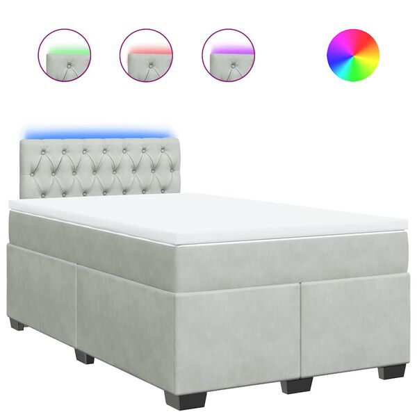 vidaXL Sommier &agrave; lattes de lit et matelas gris clair 120x190cm velours