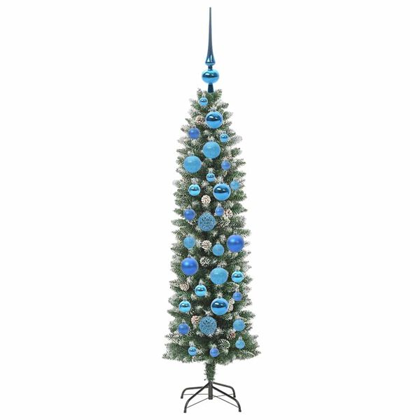 vidaXL Arbre de No&euml;l artificiel slim avec 150 LED Vert et blanc 120 cm