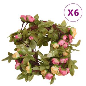 vidaXL Guirlandes de fleurs 6 pcs rose 215 cm