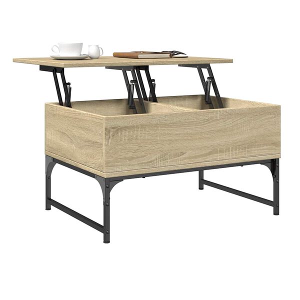 vidaXL Table basse ch&ecirc;ne sonoma 70x50x40 cm bois d'ing&eacute;nierie et m&eacute;tal