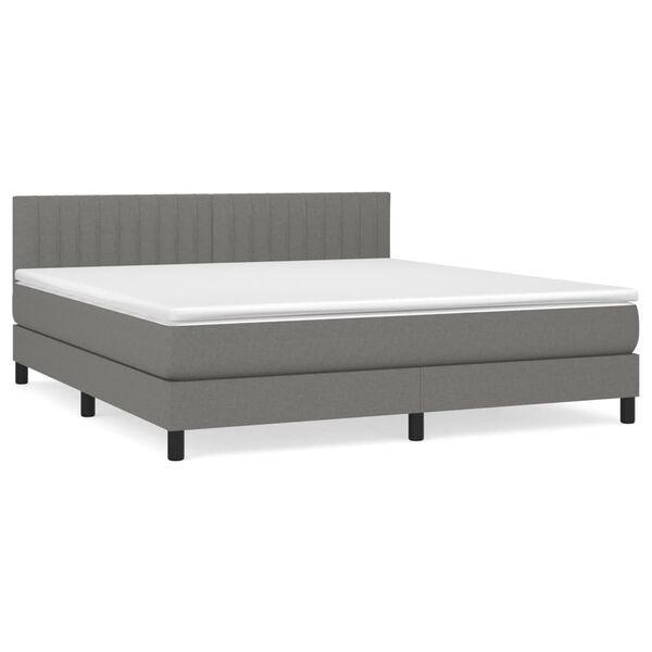 vidaXL Sommier &agrave; lattes de lit avec matelas Gris fonc&eacute; 160x200cm Tissu