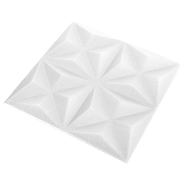 vidaXL Panneaux muraux 3D 48 pcs 50x50 cm blanc origami 12 m&sup2;