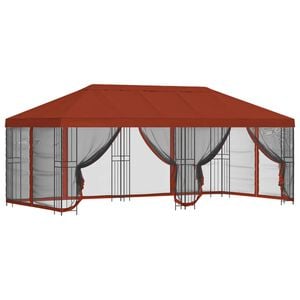 vidaXL Gazebo avec murs lat&eacute;raux 6 x 3 m Terre cuite