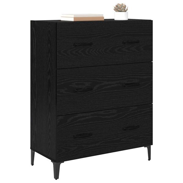 vidaXL Buffet Ch&ecirc;ne noir 69,5 x 34 x 90 cm Bois d'ing&eacute;nierie et fer