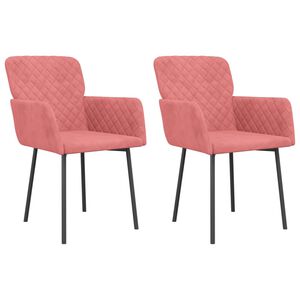 vidaXL Chaises &agrave; manger lot de 2 Rose Velours