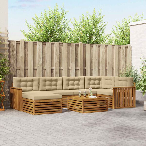 vidaXL Ensemble de canap&eacute;s d'ext&eacute;rieur 7 pcs Naturel et Beige