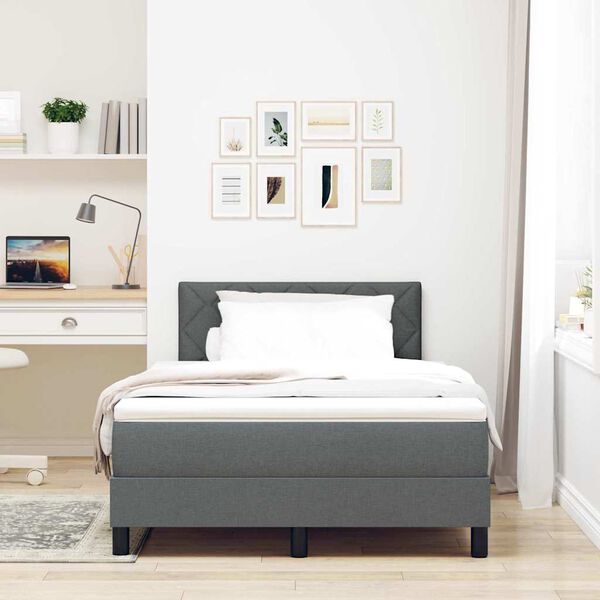 vidaXL Lit &agrave; ressorts avec matelas Gris fonc&eacute; 120 x 190 cm tissu