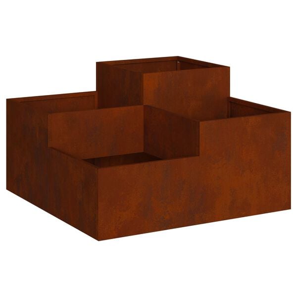 vidaXL Cache-pot de jardin Rouill&eacute; 100 x 100 x 48 cm Acier patin&eacute;