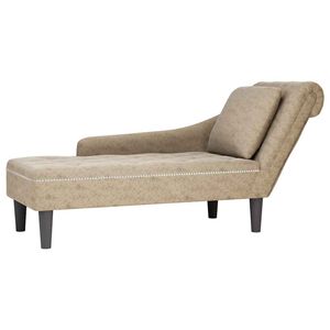vidaXL Fauteuil long et coussin/accoudoir droit gris clair simili cuir