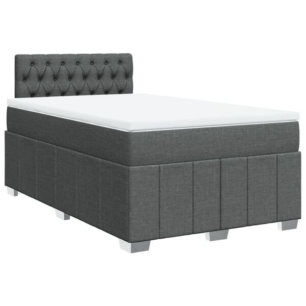 vidaXL Sommier &agrave; lattes de lit avec matelas Gris fonc&eacute; 120x200cm Tissu