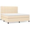 vidaXL Sommier &agrave; lattes de lit avec matelas Cr&egrave;me 180x200 cm Tissu
